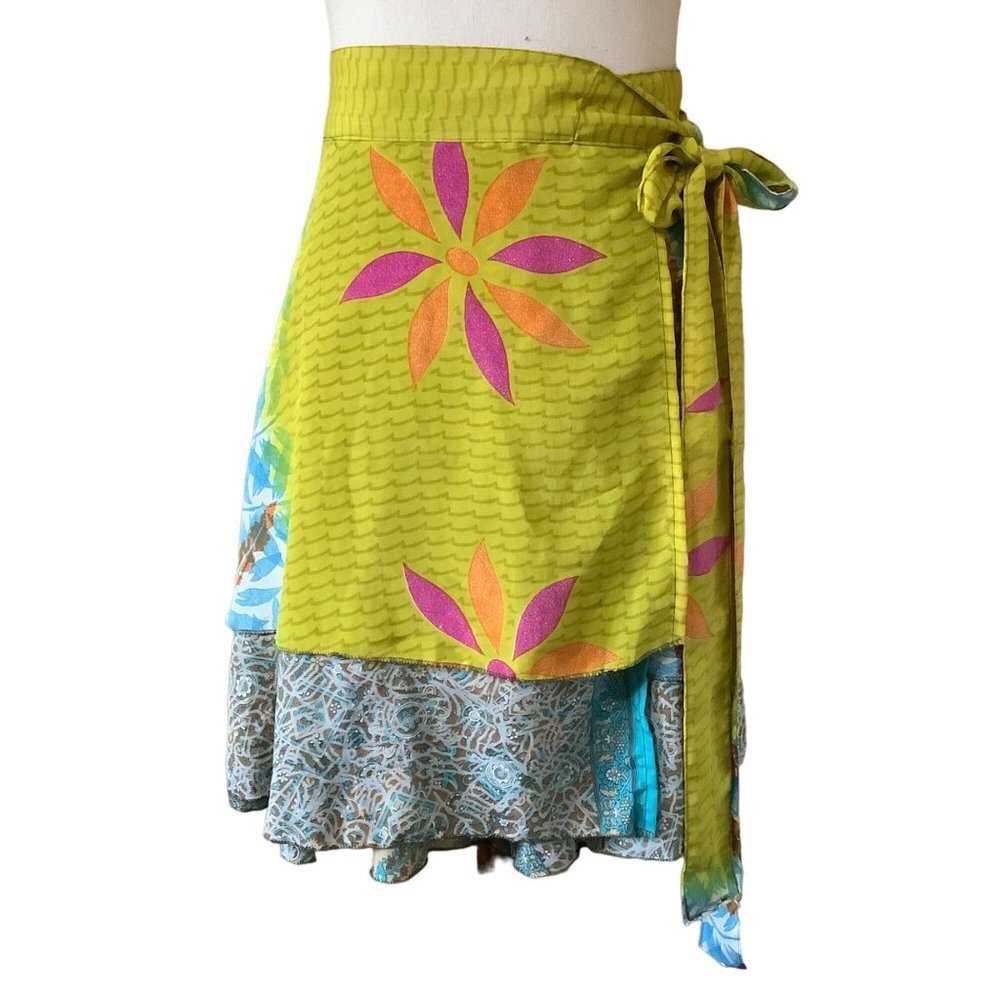 Kariza Wrap Skirt Women‎ One Size Side Tie Patchwork Beach Coverup Boho Bohemian